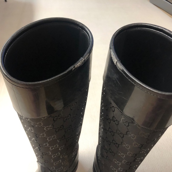 Gucci Women's Black Rubber Monogram GG Rainboots - Picture 6 of 6